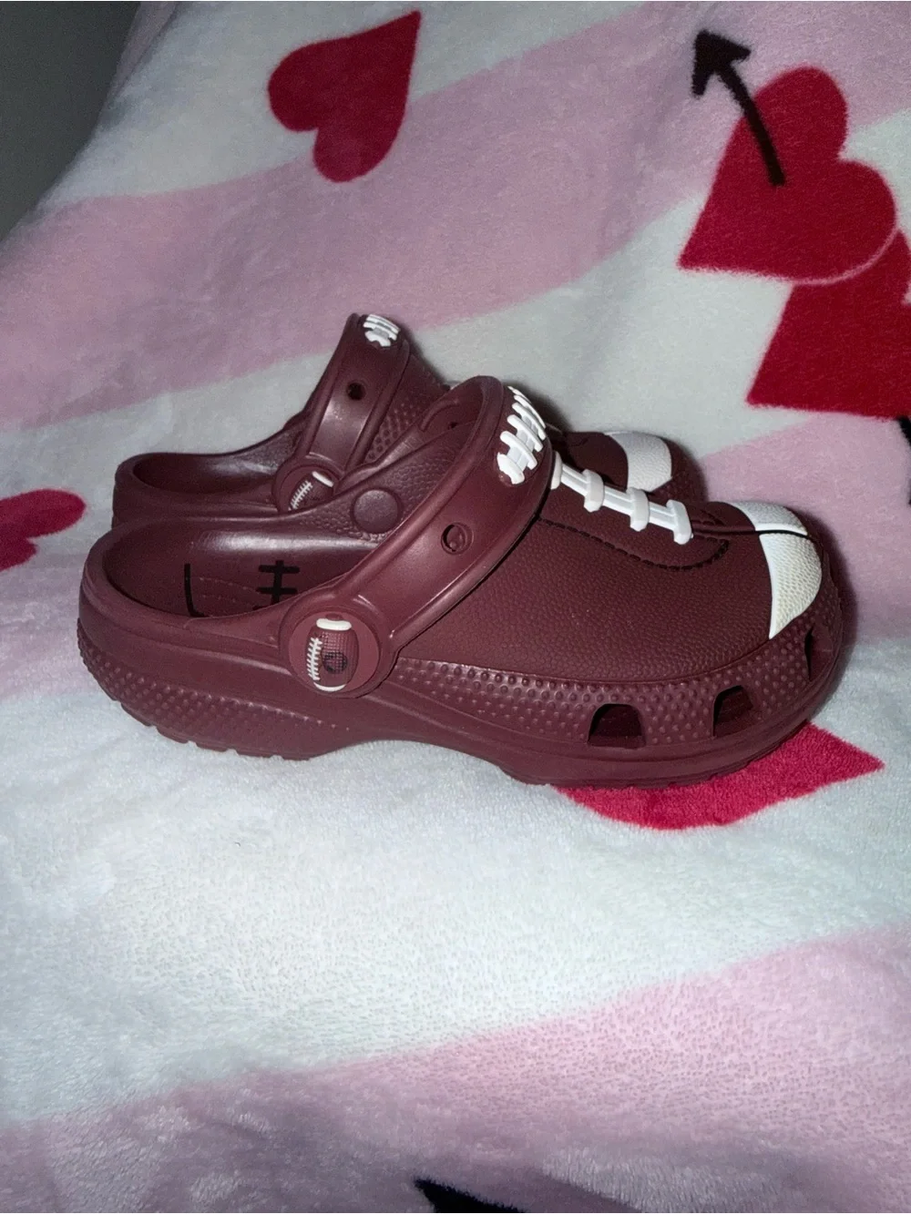 CROCS Kids Brown & White Football Clog Sandals, Size 11C
